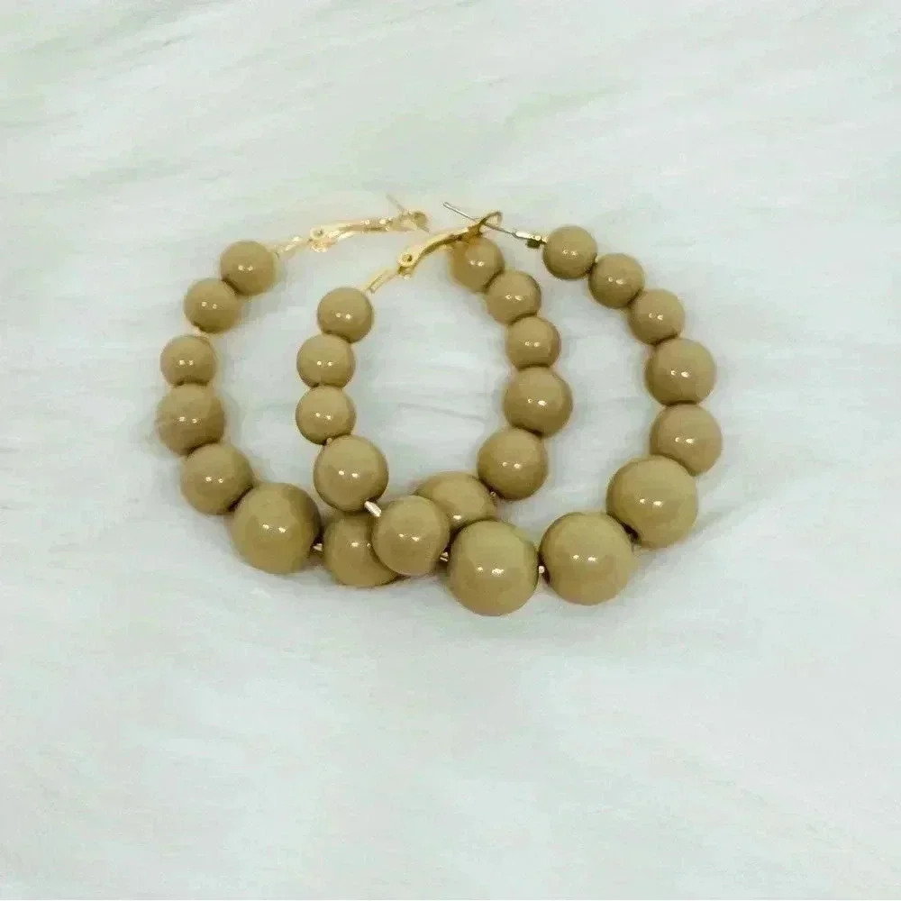 Khaki Beaded Earrings